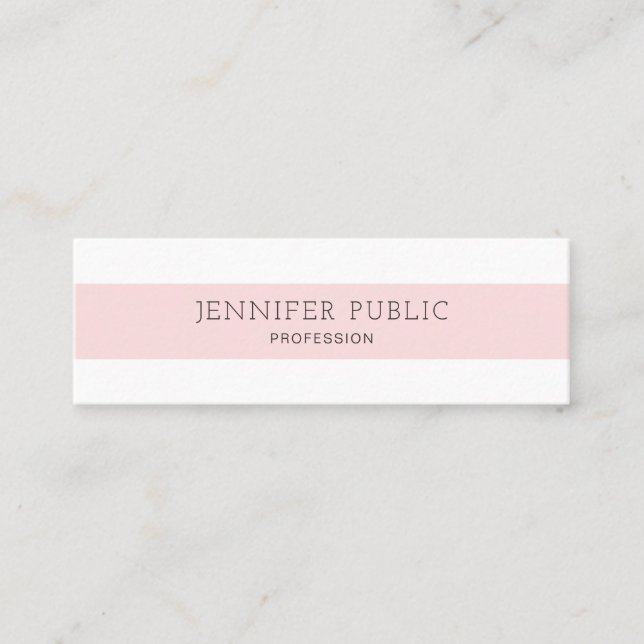 Modern Beautiful Minimalist Plain Trendy Pink Mini Business Card (Front)