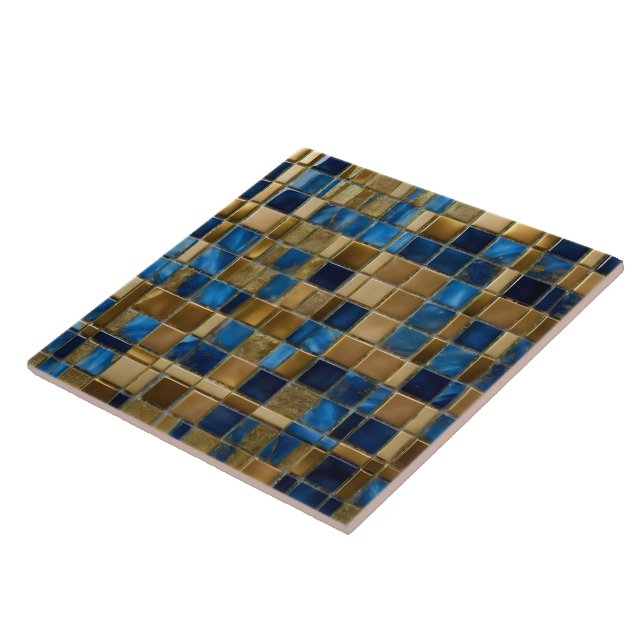 Modern Beautiful Ocean Blue Gold Collection Tile (Side)