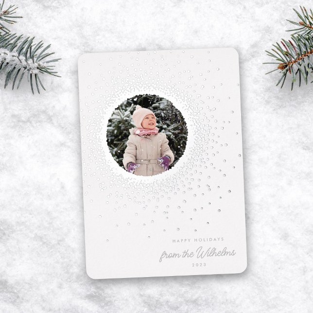 Modern Beautiful Snowy Winter Foil Holiday Card (Creator Uploaded)