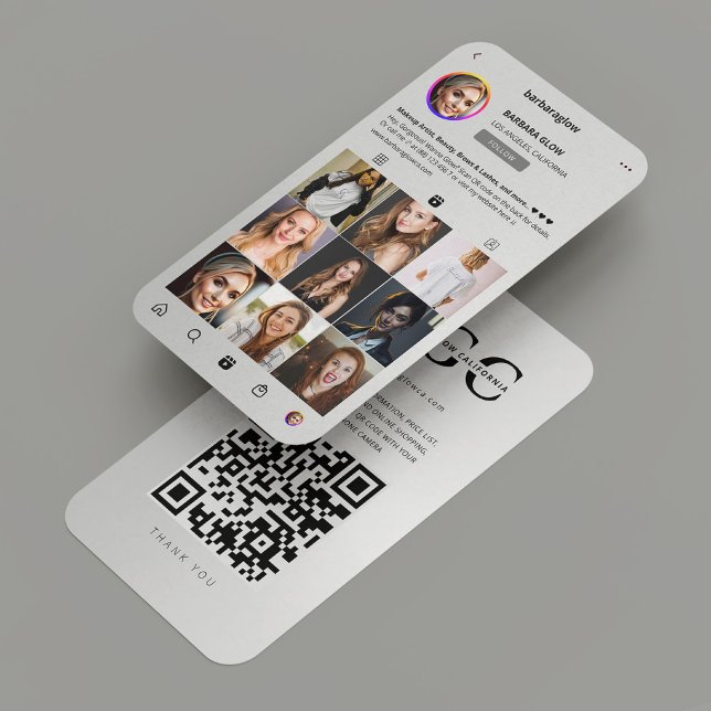 Modern Beauty Aesthetic Clinic Silver Instagram Business Card (Modern Beauty Aesthetic Clinic Silver Instagram Business Card
)