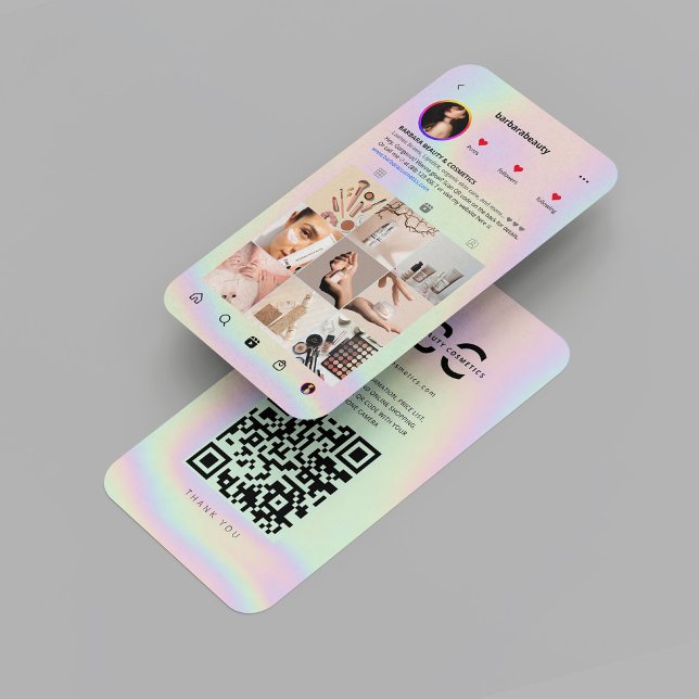 Modern Beauty Cosmetics holographic Instagram Grid Business Card (Modern Beauty Cosmetics holographic Instagram Grid Business Card
)
