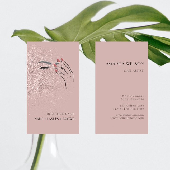 Modern Beauty Logo Nails Eyelashes Brows  Business Card (Creator Uploaded)