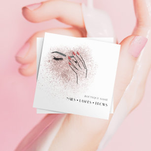 Modern Beauty Logo Nails Eyelashes Brows Square Business Card