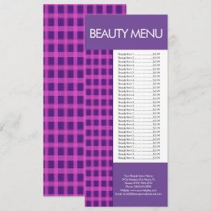 Modern Beauty Makeup Purple Pink Gingham Menu