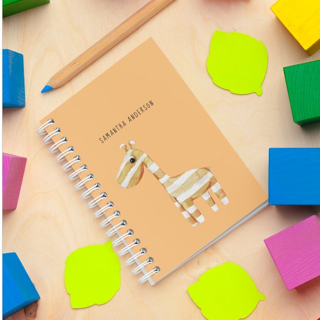 Modern Beauty Orange Giraffe With Name Notebook (Creator Uploaded)