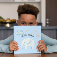 Modern Beauty Pastel Blue Elephant & Stars Kid