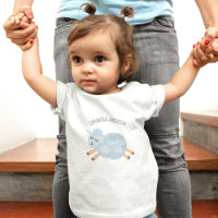 Modern Beauty Pastel Blue Sheep And Kid Name