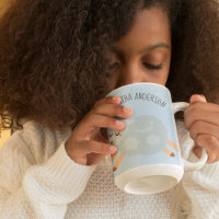 Modern Beauty Pastel Blue Sheep And Kid Name