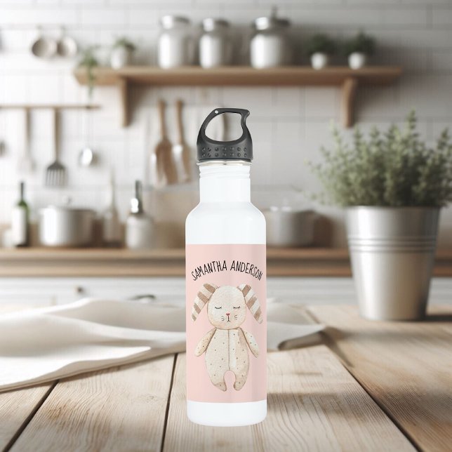 Modern Beauty Pastel Pink Bunny With Name 710 Ml Water Bottle (Creator Uploaded)