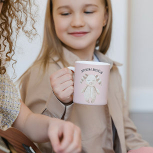 Modern Beauty Pastel Pink Bunny With Name Coffee Mug