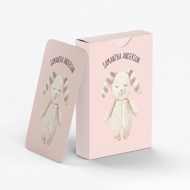 Modern Beauty Pastel Pink Bunny With Name Playing Cards (Creator Uploaded)