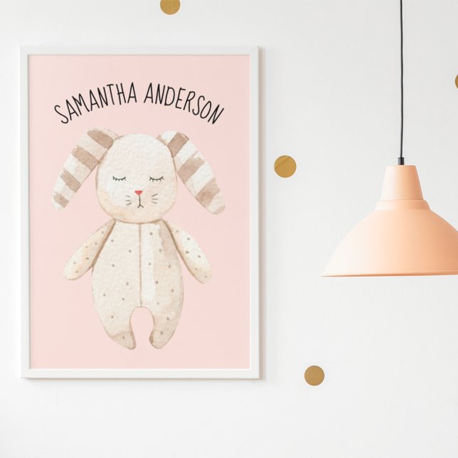 Modern Beauty Pastel Pink Bunny With Name Poster (Creator Uploaded)