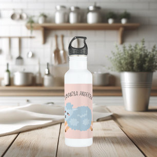 Modern Beauty Pastel Pink Sheep And Kid Name 710 Ml Water Bottle
