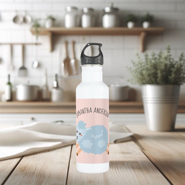 Modern Beauty Pastel Pink Sheep And Kid Name 710 Ml Water Bottle (Creator Uploaded)