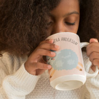 Modern Beauty Pastel Pink Sheep And Kid Name