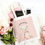 Modern Beauty Pastel Pink Teddy Bear With Name Tote Bag<br><div class="desc">Modern Beauty Pastel Pink Teddy Bear With Name</div>