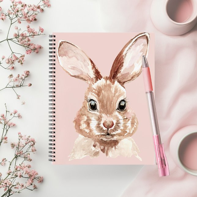 Modern Beauty Pastel Pink Watercolor Bunny Lovely Notebook (Creator Uploaded)