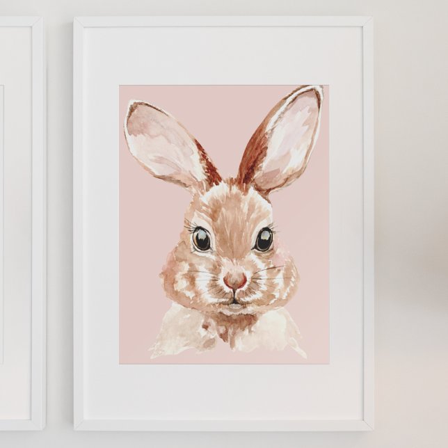 Modern Beauty Pastel Pink Watercolor Bunny Lovely Poster (Creator Uploaded)