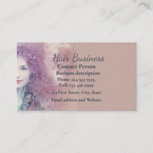 Modern Beauty Pink Blue Hair Stylist Salon Makeup  Business Card