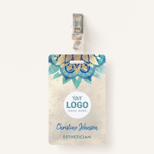 modern beauty professional ID badge (Front with Clip)