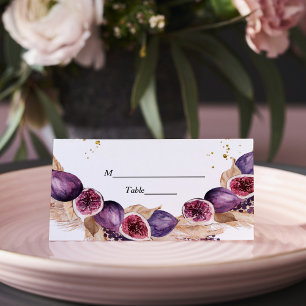 Modern Beauty Purple Figs & Pampas & Gold Drops Place Card