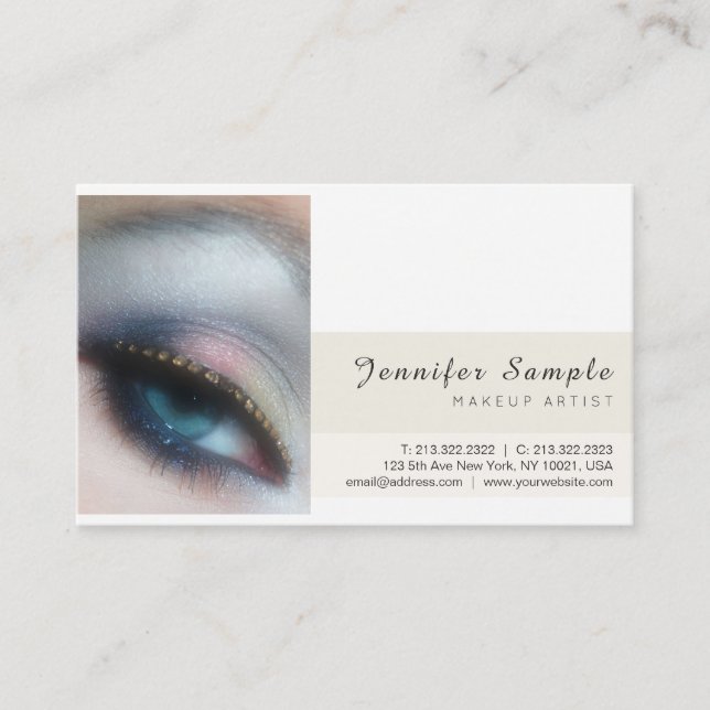 Modern Beauty Salon Makeup Artist Premium Silk Business Card (Front)