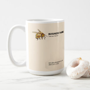 Modern Bee and Honeycomb Antique White Coffee Mug