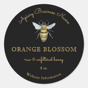 Modern Bee Apiary Honey Yellow Black Product Label