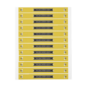 Modern Bee Icon Gold Honey Jar Lid Label