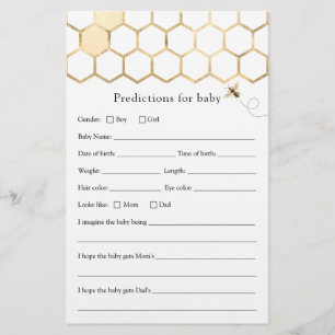 Modern Bee Predictions for Baby Shower card