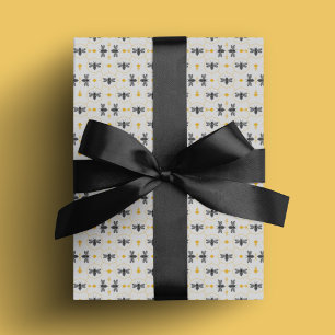 Modern Bee Yellow Honeycomb Cute Summer Beehive Wrapping Paper