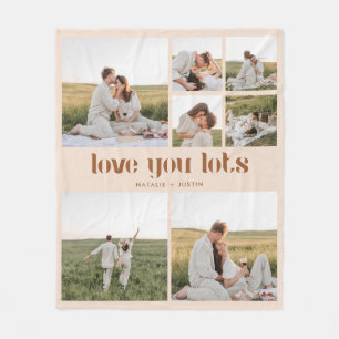 Modern Beige 7 Photo Couple Collage Fleece Blanket
