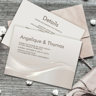 Modern Beige All in One Wedding Invitation