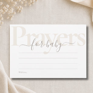 Modern Beige and White Baby Shower Prayers Card