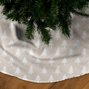 Modern Beige and White Christmas Tree Pattern Brushed Polyester Tree Skirt