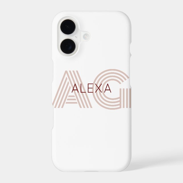 Modern Beige and Wine Monogram iPhone Case (Back)