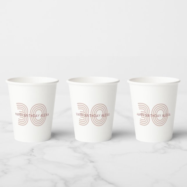 Modern Beige and Wine Monogram Paper Cups (Multi)
