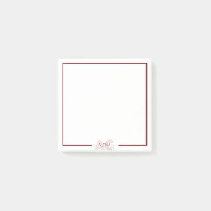 Modern Beige and Wine Monogram Post-it Notes