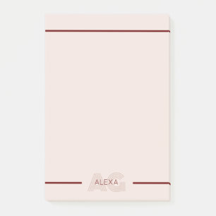 Modern Beige and Wine Monogram Post-it Notes