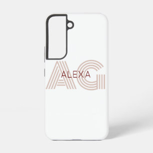 Modern Beige and Wine Monogram Samsung Galaxy Case