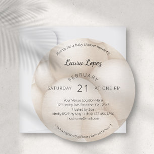Modern Beige Balloons Baby Shower Invitation