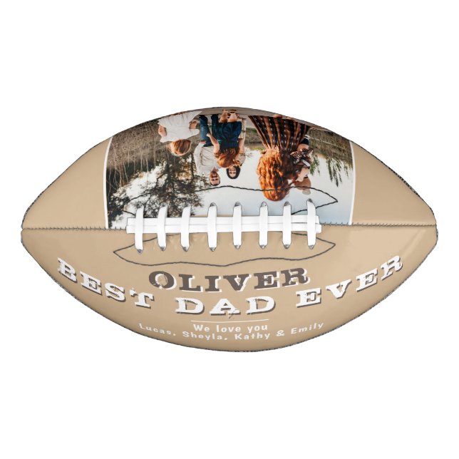 Modern Beige Best Dad Father`s Day Family Photo   Football (Front)