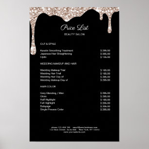 Modern Beige Black Glitter Price List Poster