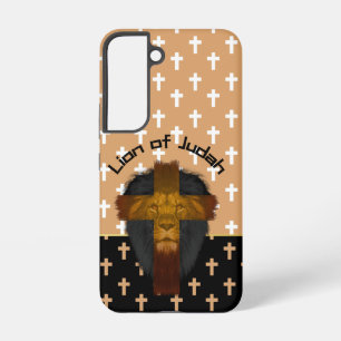 Modern Beige Black White Crosses Lion of Judah Samsung Galaxy Case