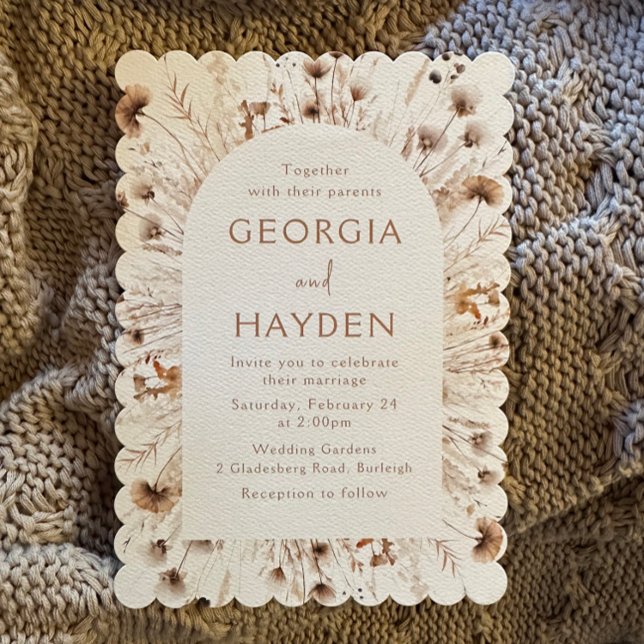 Modern Beige Boho Wildflower Wedding Invitation (Creator Uploaded)