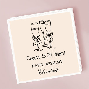 Modern Beige Cheers to 30 years Birthday Napkins