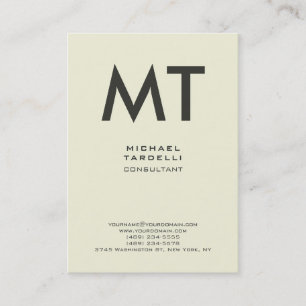 Modern Beige Colour Trendy Vertical Bold Monogram Business Card