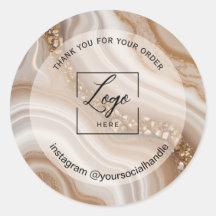 Modern beige custom logo name white thank you