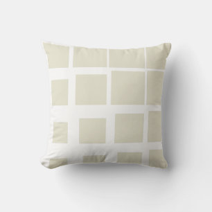 Modern Beige Deconstructed Plaid Abstract Geometri Cushion