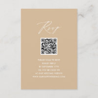 Modern Beige Elegant Script Simple QR Wedding RSVP